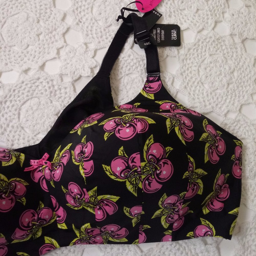 Torrid Black and Pink Cherry Print Bra - Picture 3 of 7